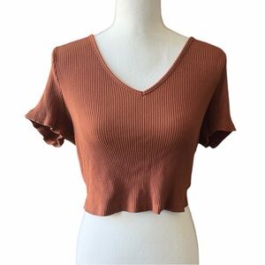 SHEIN Rust Ribbed Crop Top